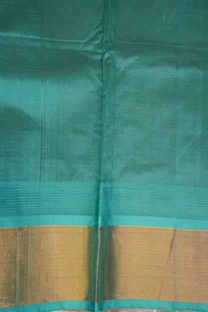 Pure Kuppadam Korvai Pattu Saree-Ivory & Turquoise Green
