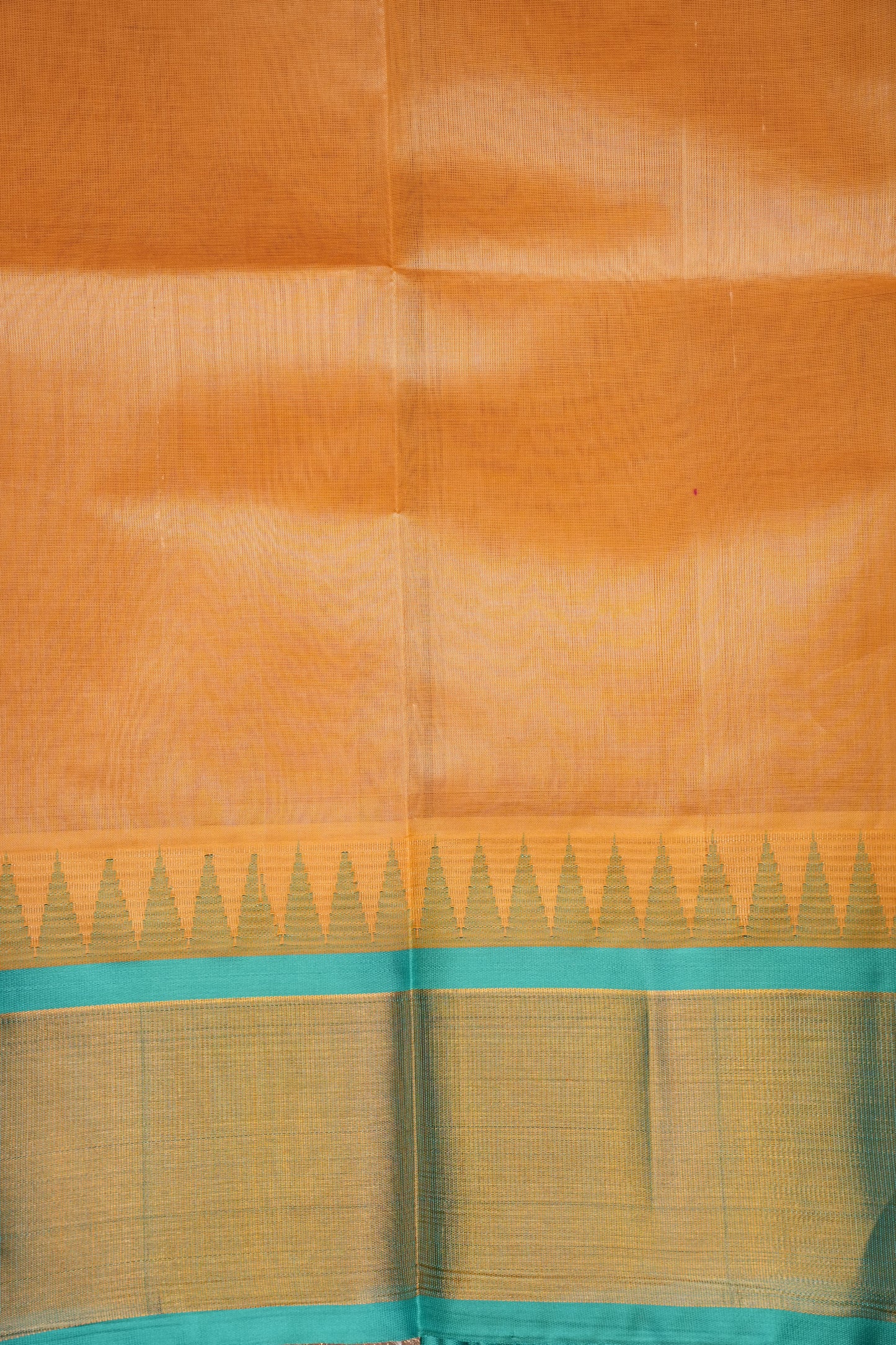 Pure Kuppadam Korvai Pattu Saree-Ivory & Turquoise Green