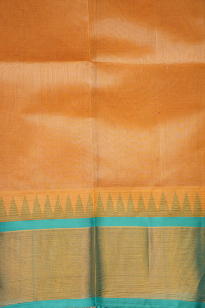 Pure Kuppadam Korvai Pattu Saree-Ivory & Turquoise Green