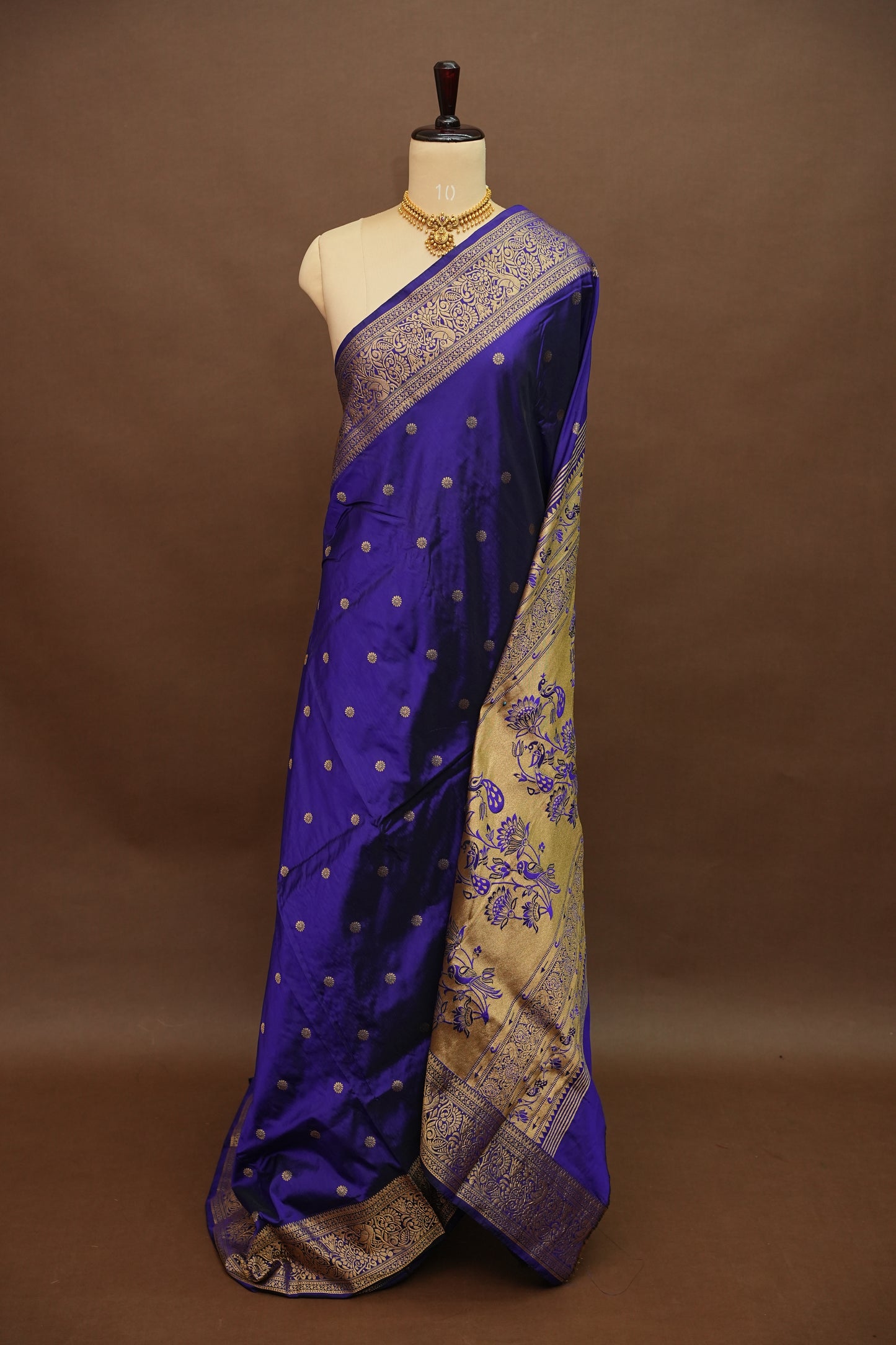 Semi Silk 9-Yard Saree with Paithani Pallu & Gatti Border – Purple