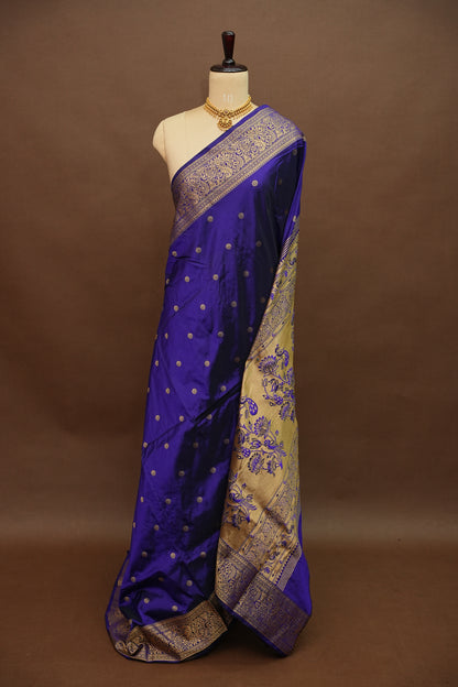 Semi Silk 9-Yard Saree with Paithani Pallu & Gatti Border – Purple