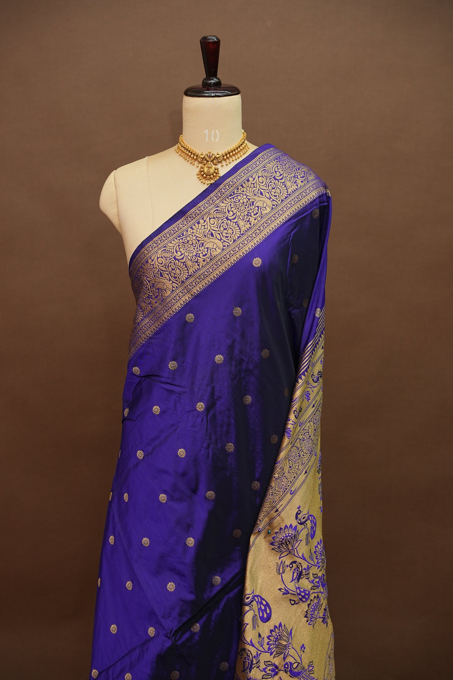 Semi Silk 9-Yard Saree with Paithani Pallu & Gatti Border – Purple