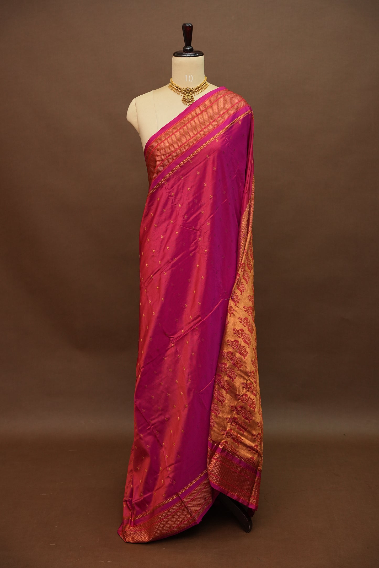 Semi Silk 9-Yard Saree with Paithani Pallu & Gatti Border – Pink