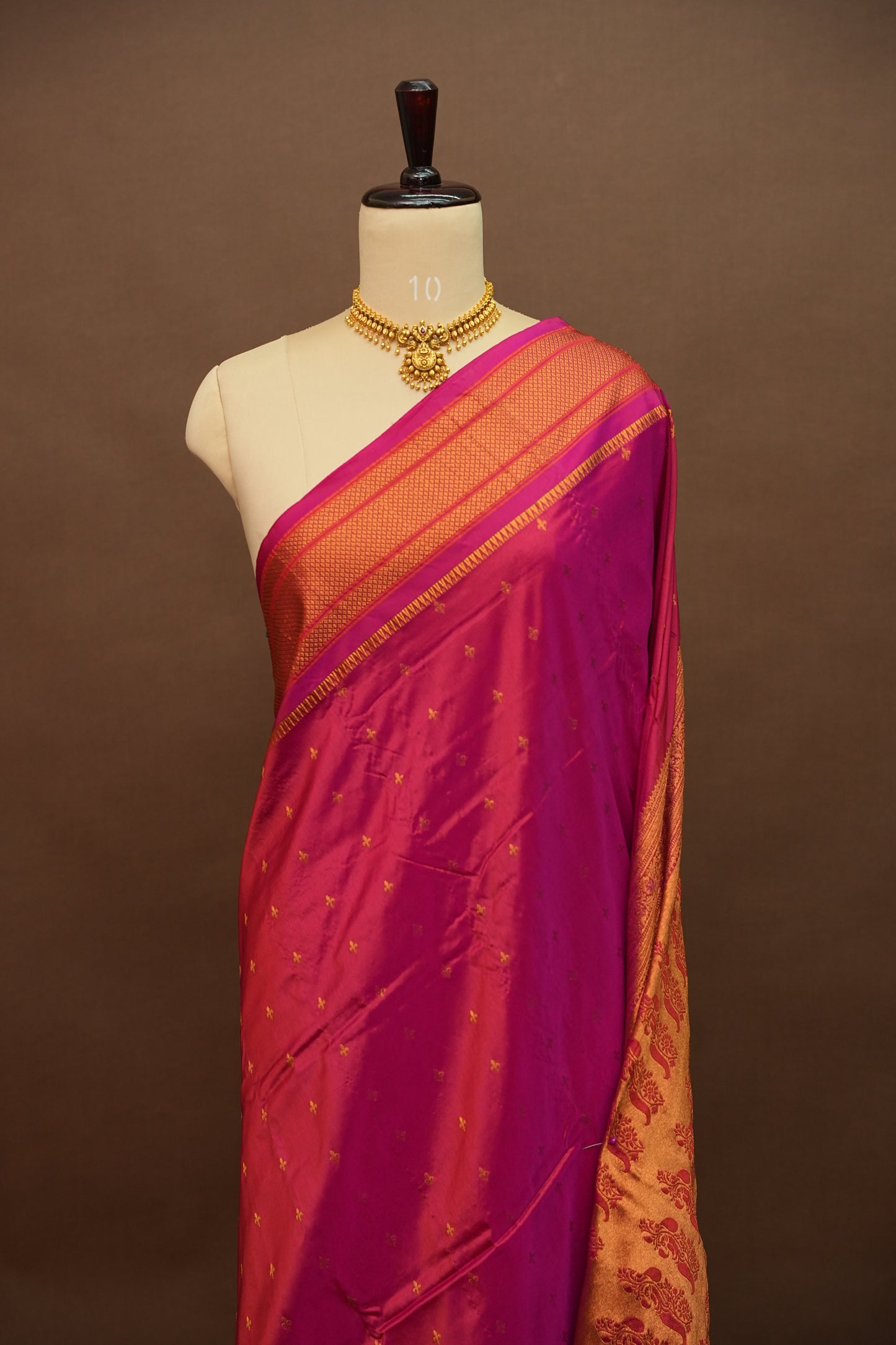 Semi Silk 9-Yard Saree with Paithani Pallu & Gatti Border – Pink
