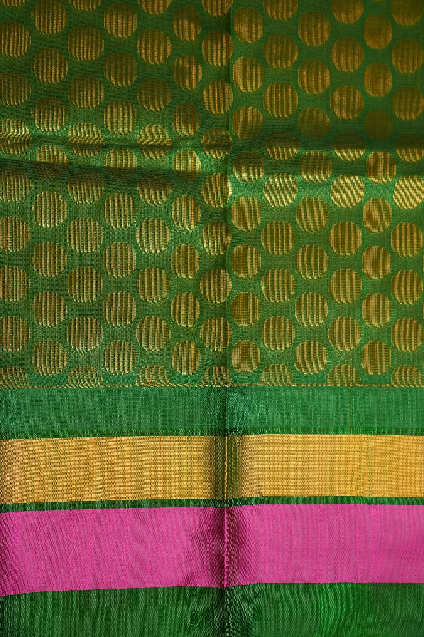 Pure Kuppadam Korvai Pattu Saree-Yellow & Green