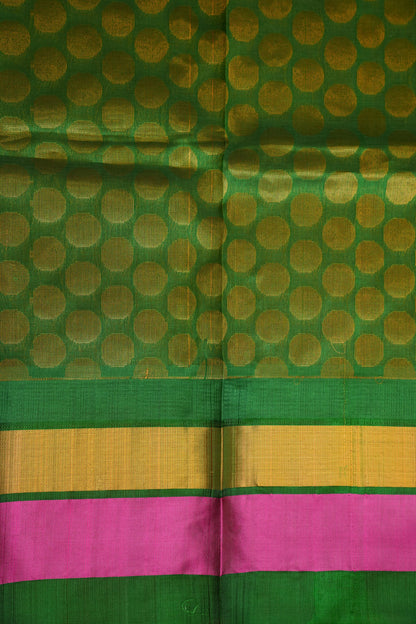 Pure Kuppadam Korvai Pattu Saree-Yellow & Green