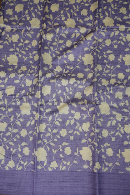 Semi Raw Silk Saree – Lavender Bloom