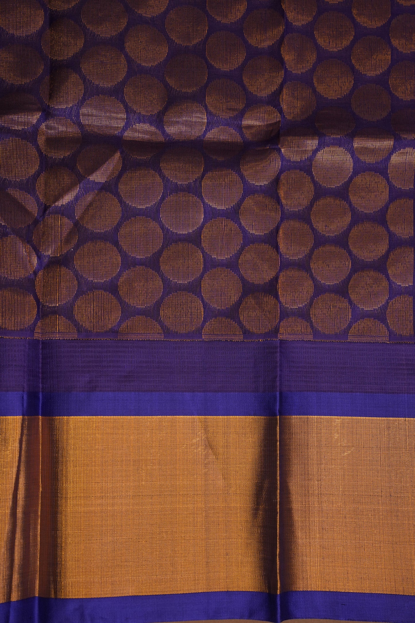 Pure Kuppadam Korvai Pattu Saree-Ivory & Royal Blue