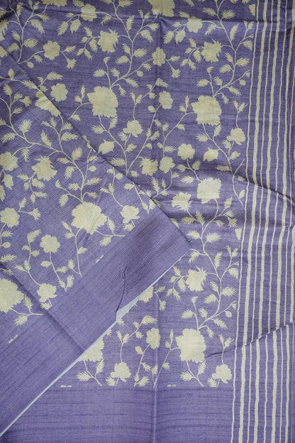 Semi Raw Silk Saree – Lavender Bloom