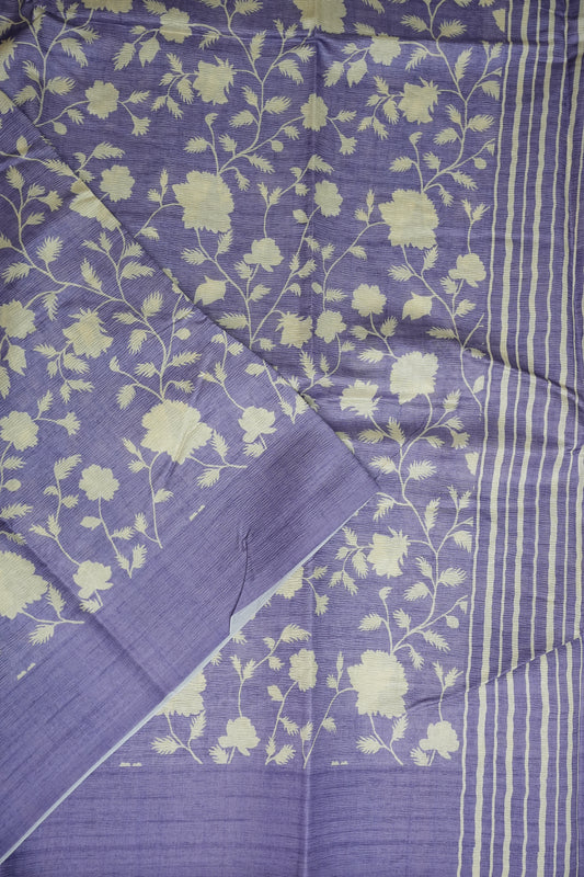 Semi Raw Silk Saree – Lavender Bloom