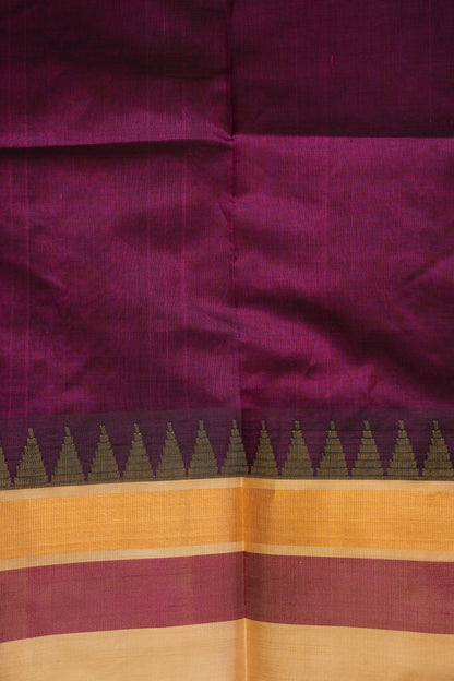 Pure Kuppadam Korvai Pattu Saree-Wine & Ivory