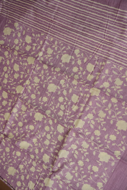 Semi Raw Silk Saree – Lavender Bloom Elegance