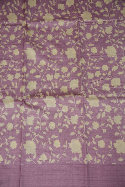 Semi Raw Silk Saree – Lavender Bloom Elegance