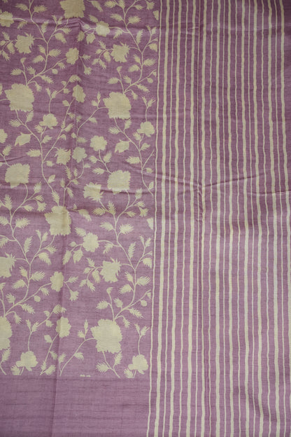 Semi Raw Silk Saree – Lavender Bloom Elegance