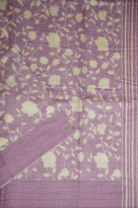 Semi Raw Silk Saree – Lavender Bloom Elegance