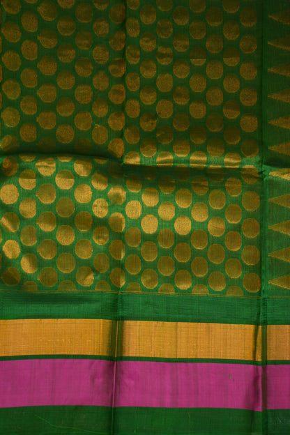 Pure Kuppadam Korvai Pattu Saree-Ivory & Green