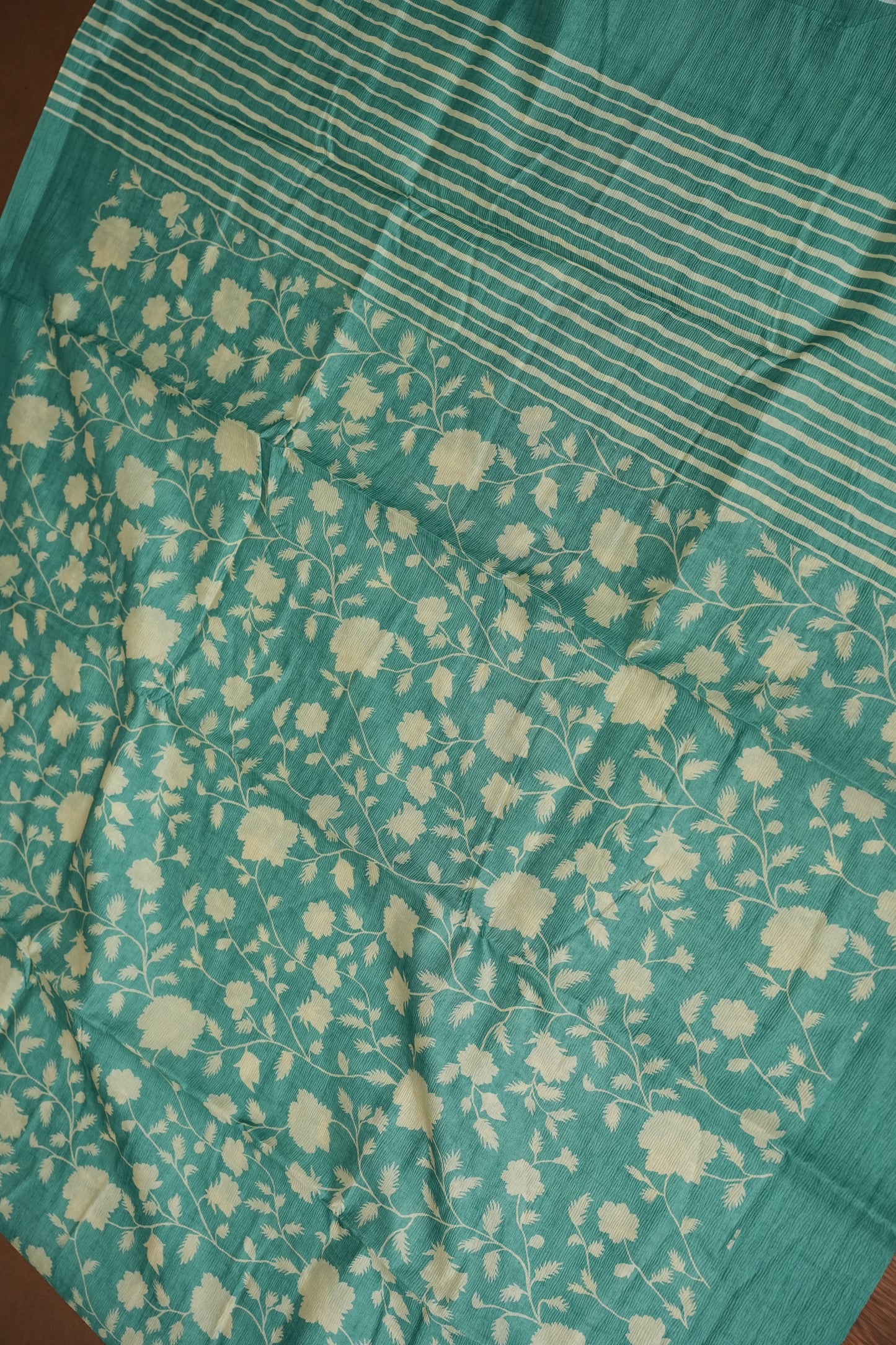 Semi Raw Silk Saree – Aqua Bloom Elegance