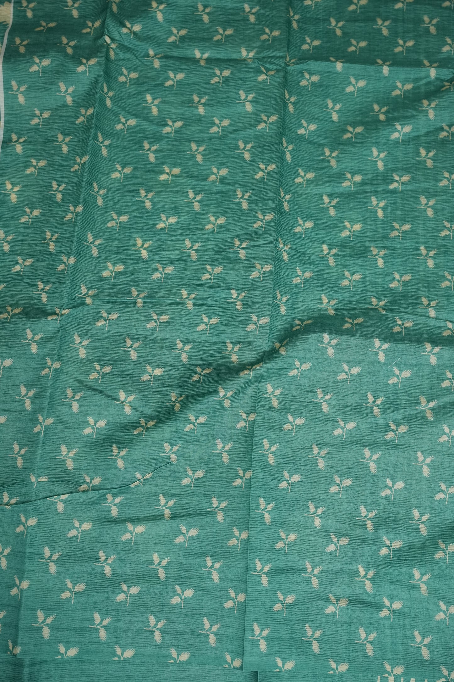 Semi Raw Silk Saree – Aqua Bloom Elegance