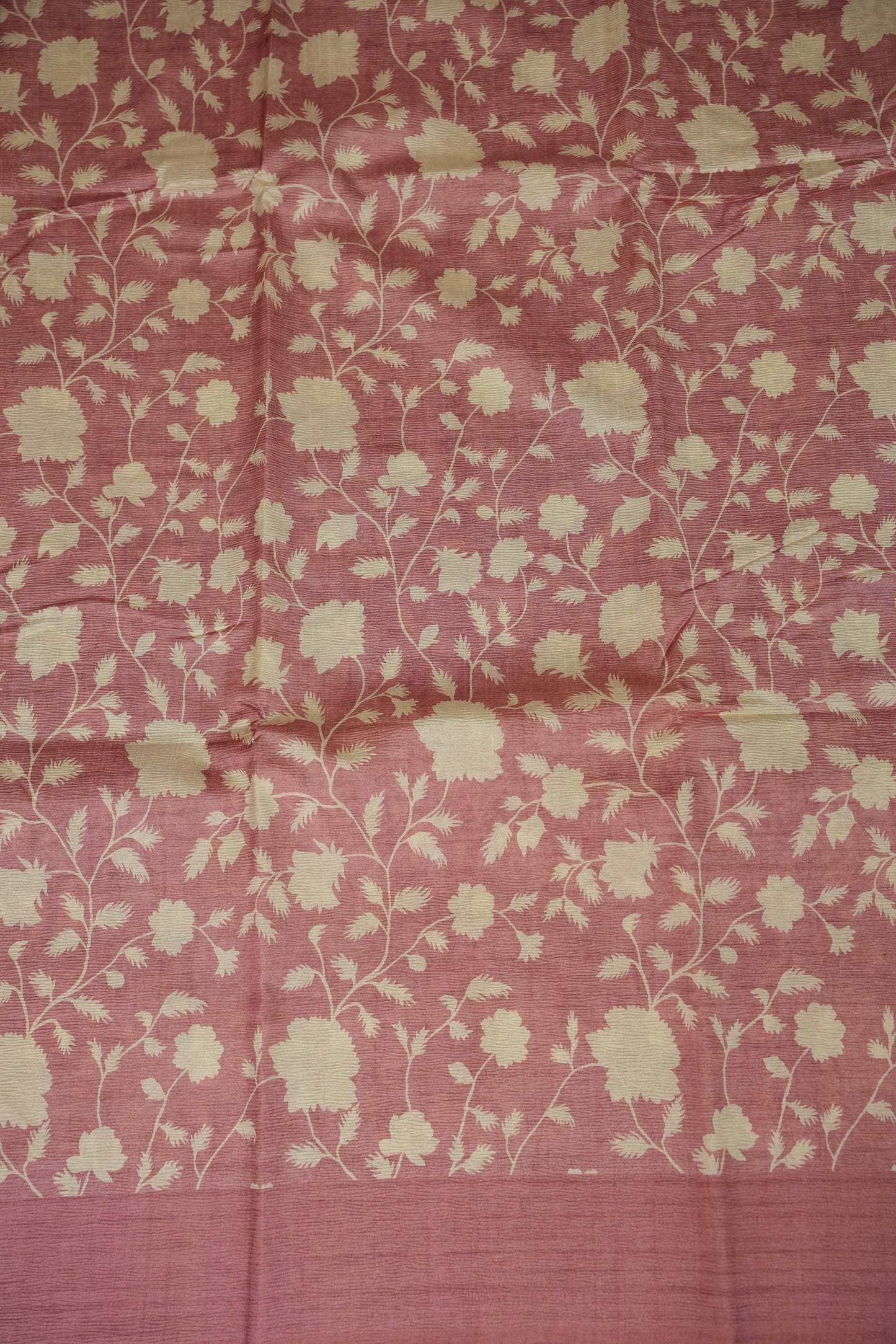 Semi Raw Silk Saree – Blush Pink Floral Elegance