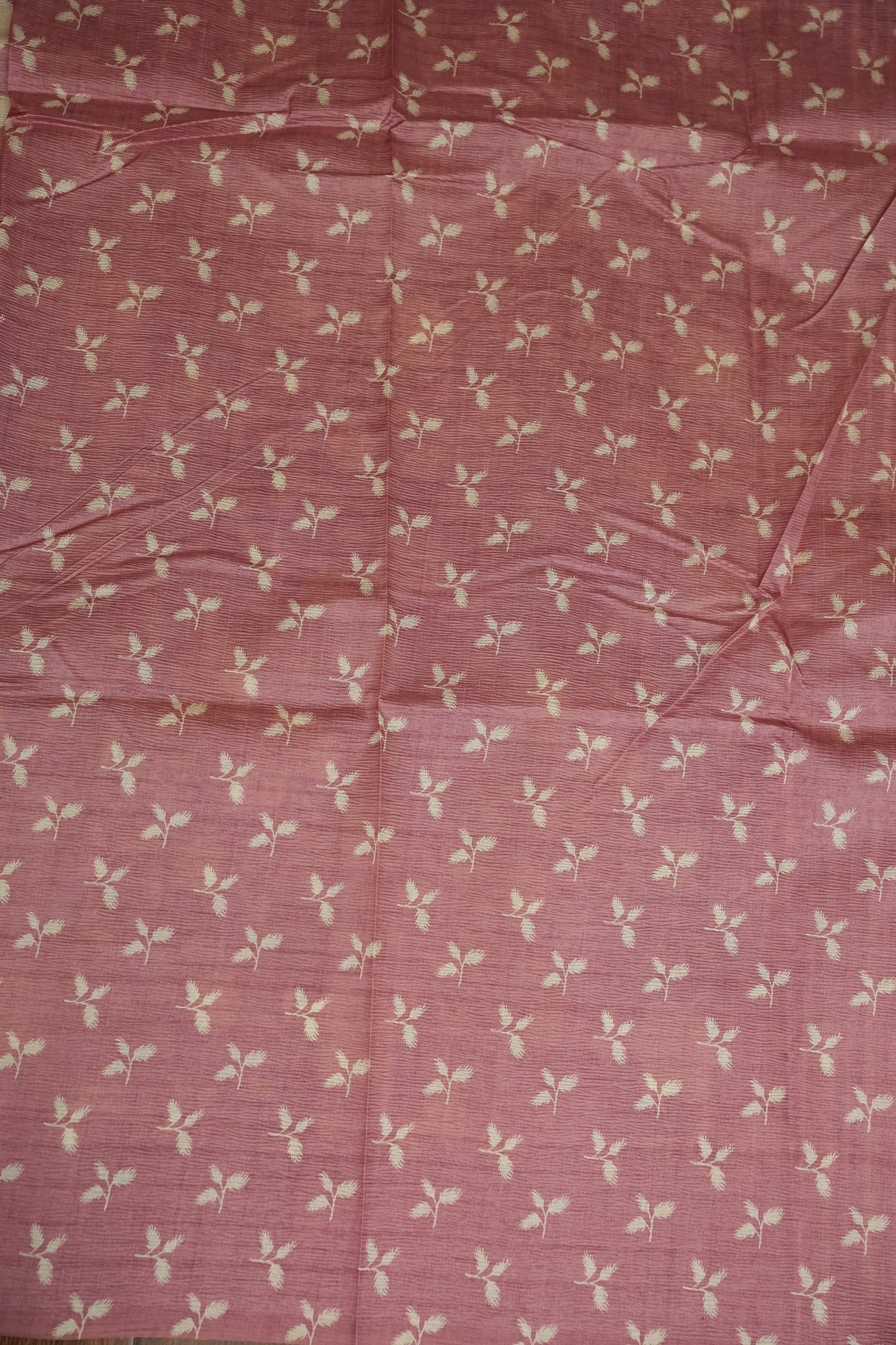 Semi Raw Silk Saree – Blush Pink Floral Elegance