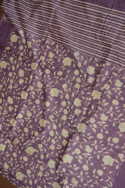Semi Raw Silk Saree – Lavender Bloom Elegance