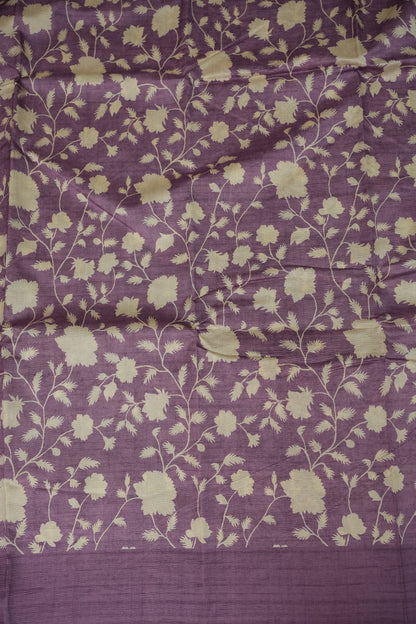 Semi Raw Silk Saree – Lavender Bloom Elegance