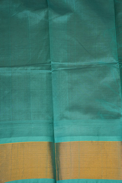 Pure Kuppadam Korvai Pattu Saree-Ivory and Turquoise Green