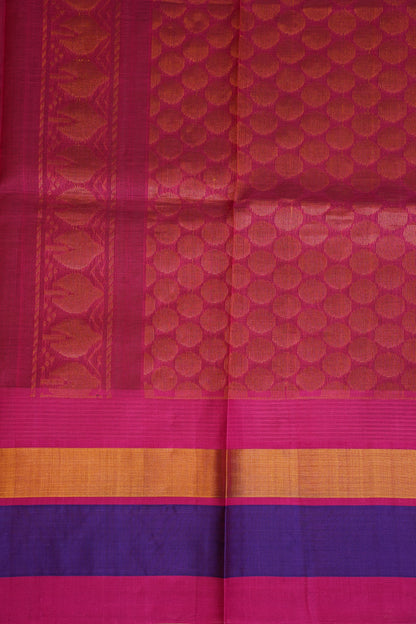 Pure Kuppadam Korvai Pattu Saree-Yellow & Pink