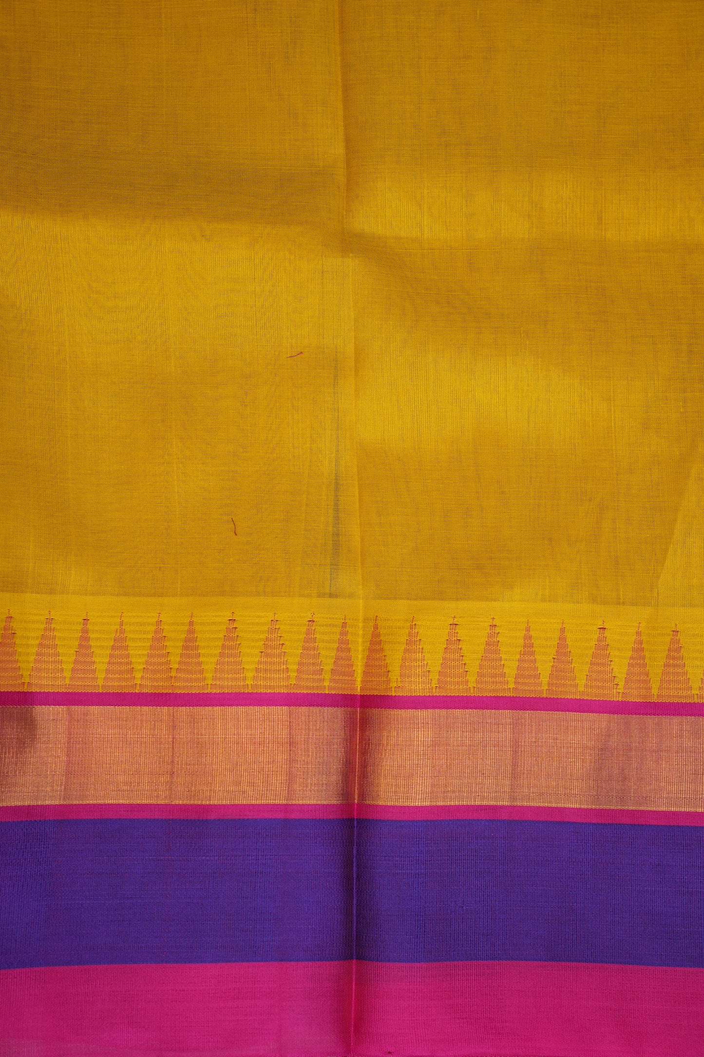 Pure Kuppadam Korvai Pattu Saree-Yellow & Pink