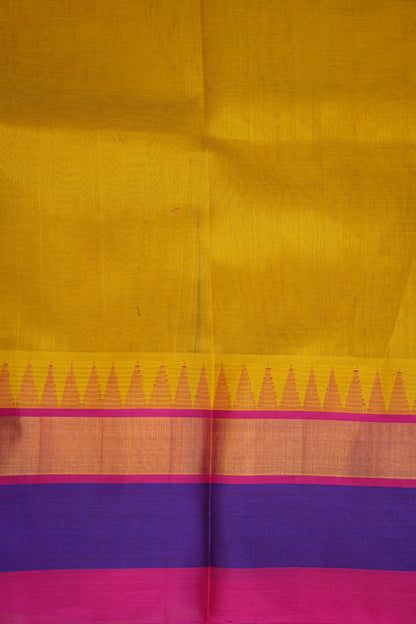 Pure Kuppadam Korvai Pattu Saree-Yellow & Pink