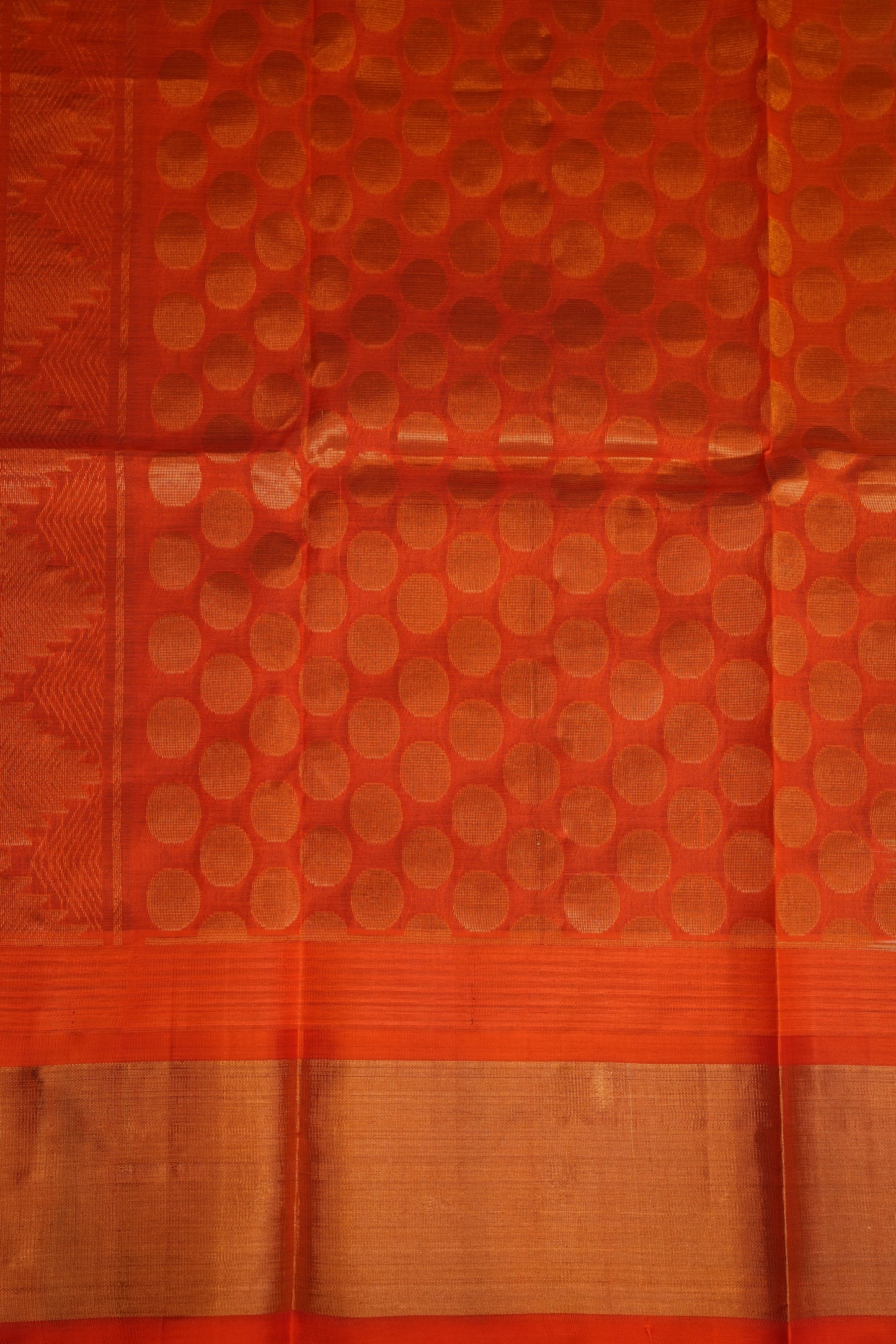 Pure Kuppadam Korvai Pattu Saree-Ivory and Orange