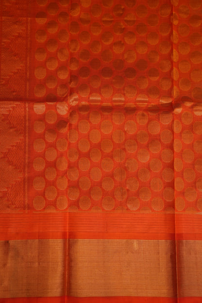 Pure Kuppadam Korvai Pattu Saree-Ivory and Orange