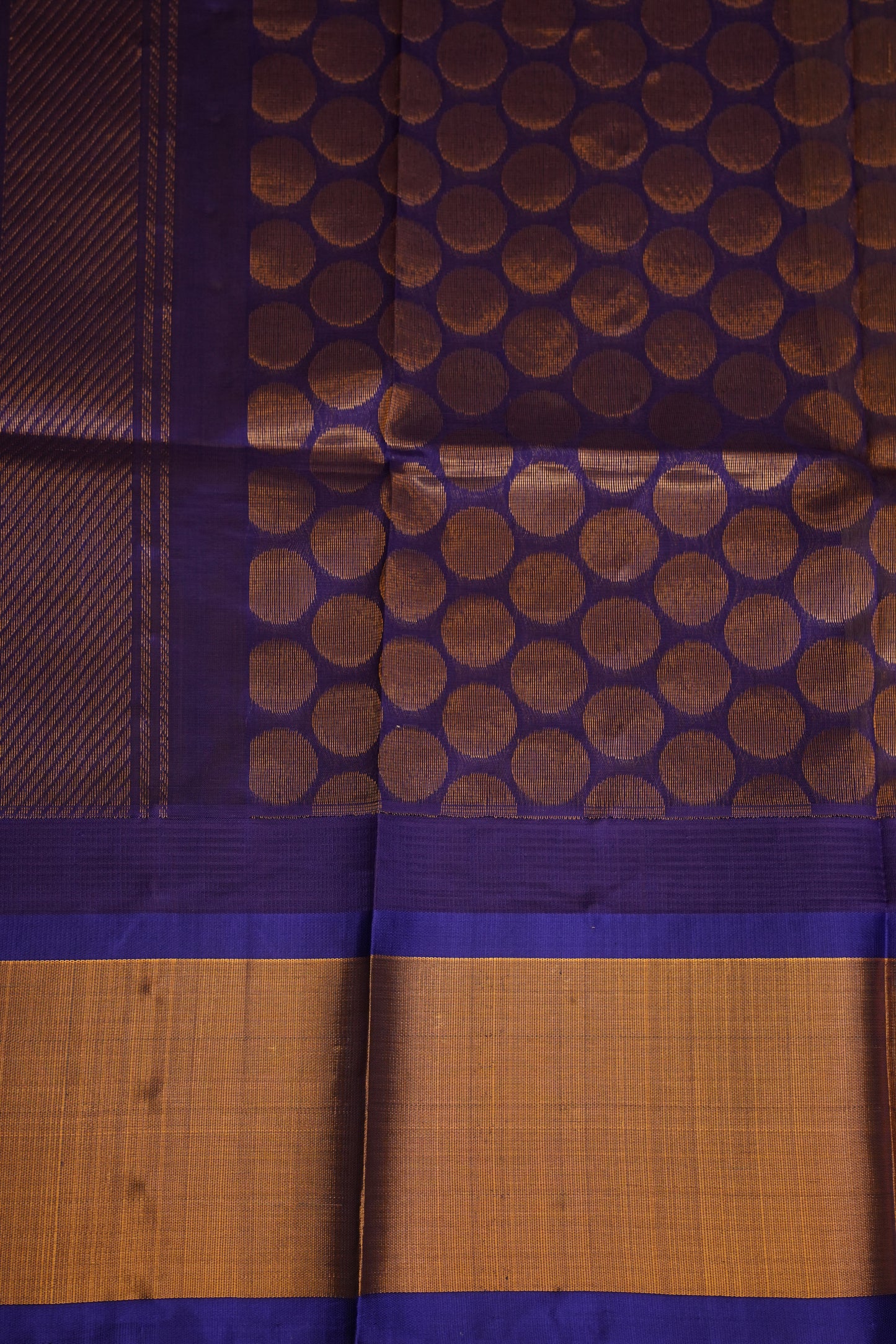Pure Kuppadam Korvai Pattu Saree-Golden Yellow & Blue