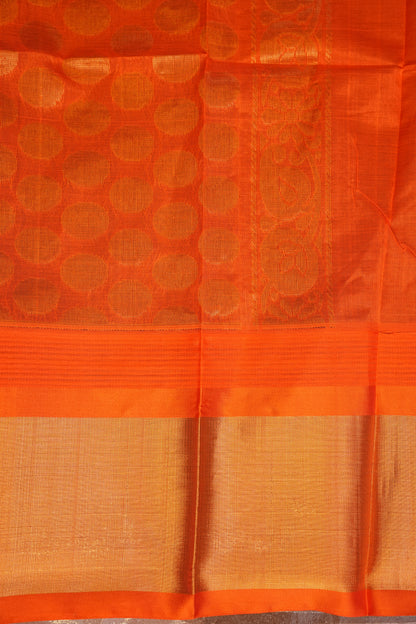 Pure Kuppadam Korvai Pattu Saree-Black & Orange