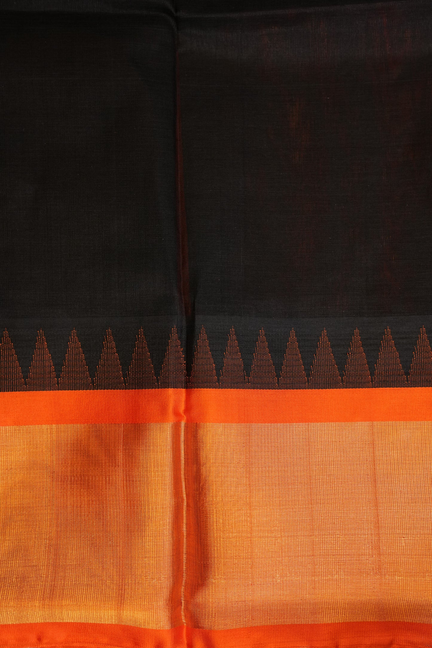 Pure Kuppadam Korvai Pattu Saree-Black & Orange