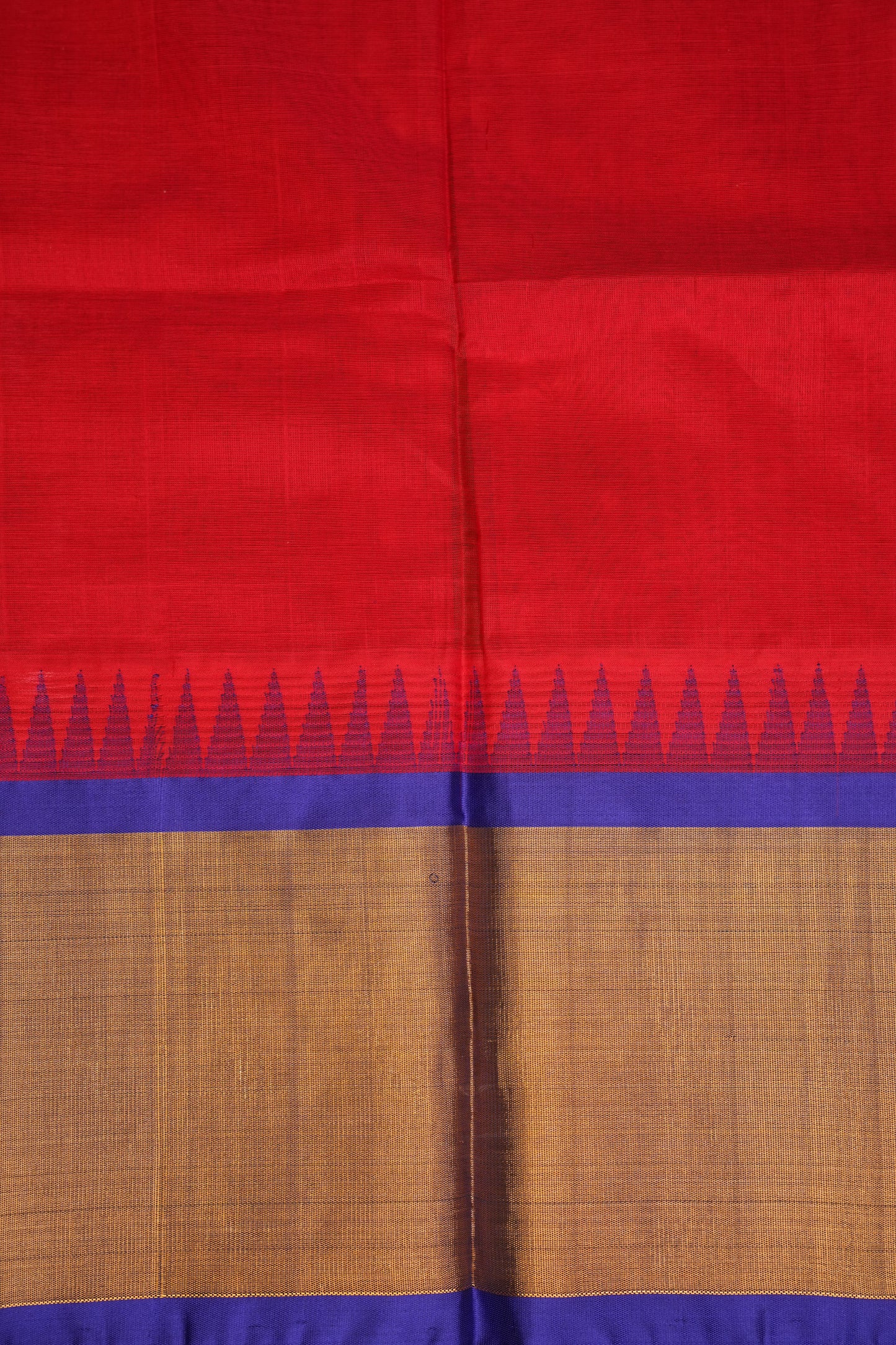 Pure Kuppadam Korvai Pattu Saree-Red & Royal Blue