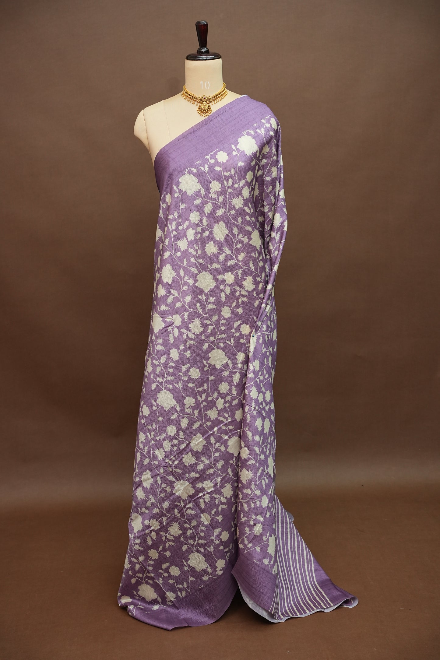 Semi Raw Silk Saree – Lavender Bloom Elegance