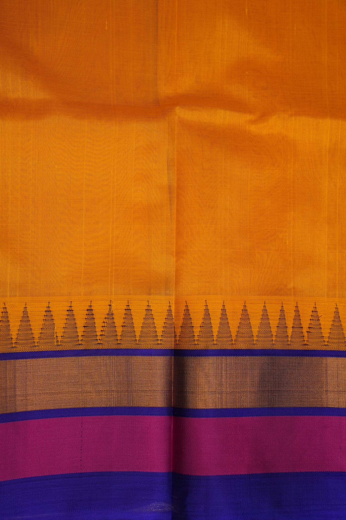 Pure Kuppadam Korvai Pattu Saree-Yellow & Blue