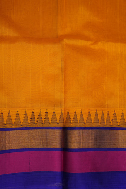 Pure Kuppadam Korvai Pattu Saree-Yellow & Blue