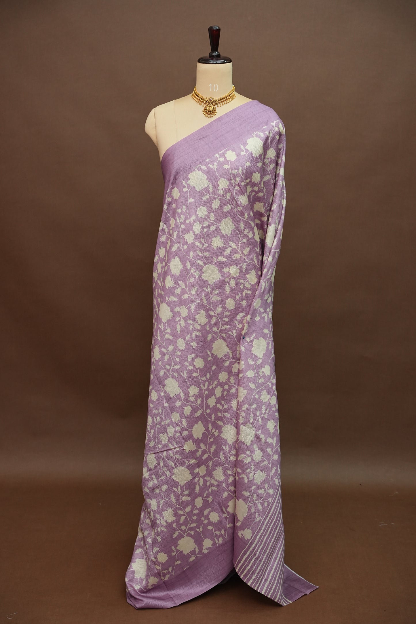 Semi Raw Silk Saree – Lavender Bloom Elegance