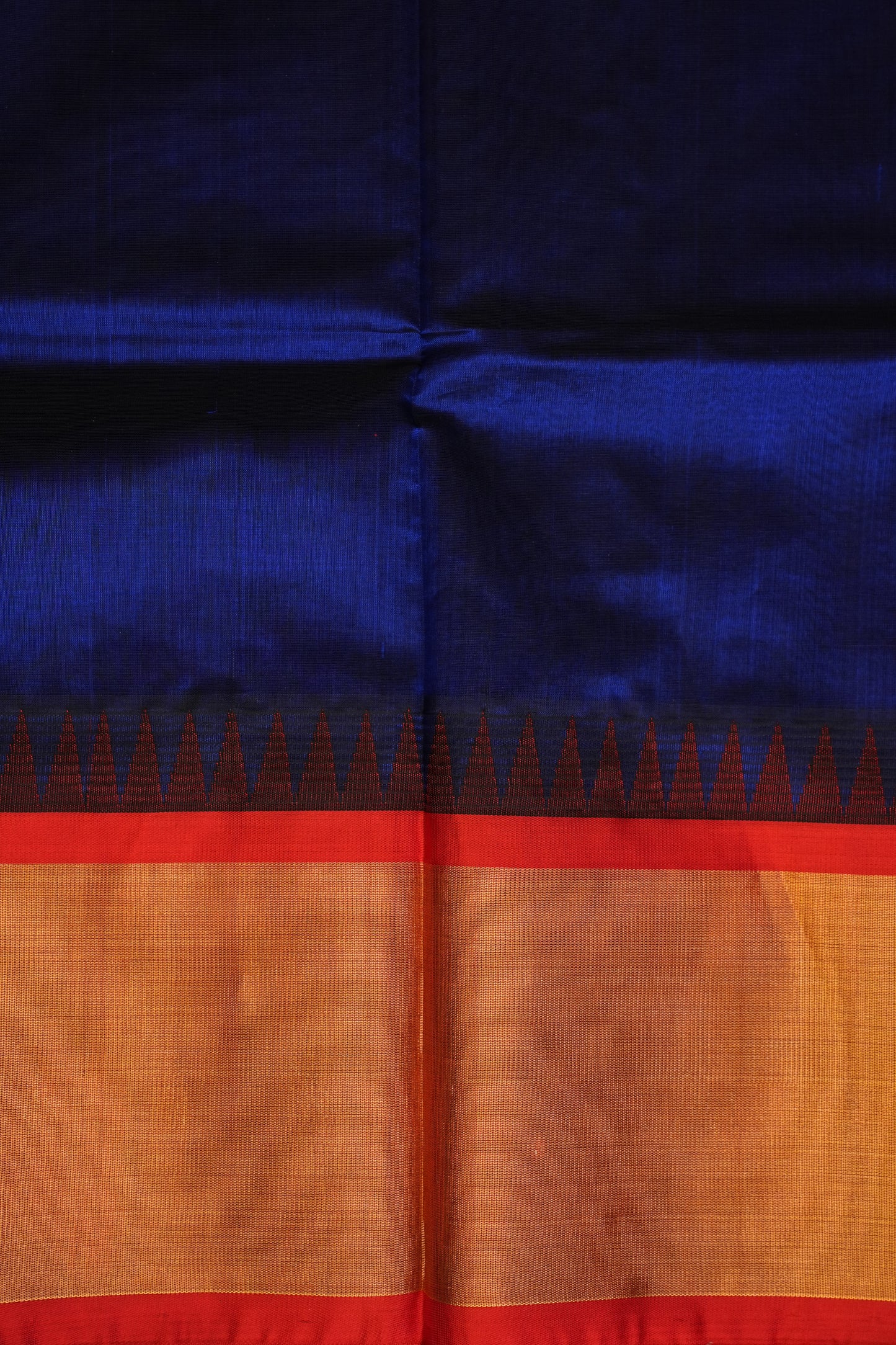 Pure Kuppadam Korvai Pattu Saree-Royal Blue & Red