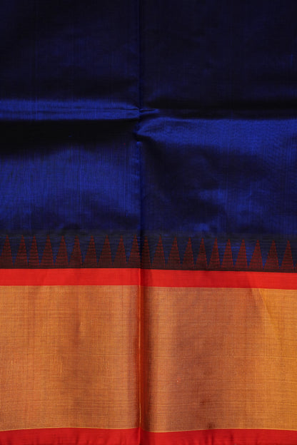 Pure Kuppadam Korvai Pattu Saree-Royal Blue & Red