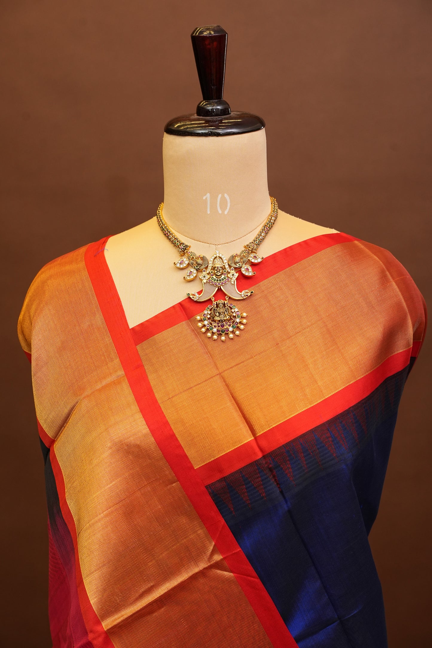 Pure Kuppadam Korvai Pattu Saree-Royal Blue & Red