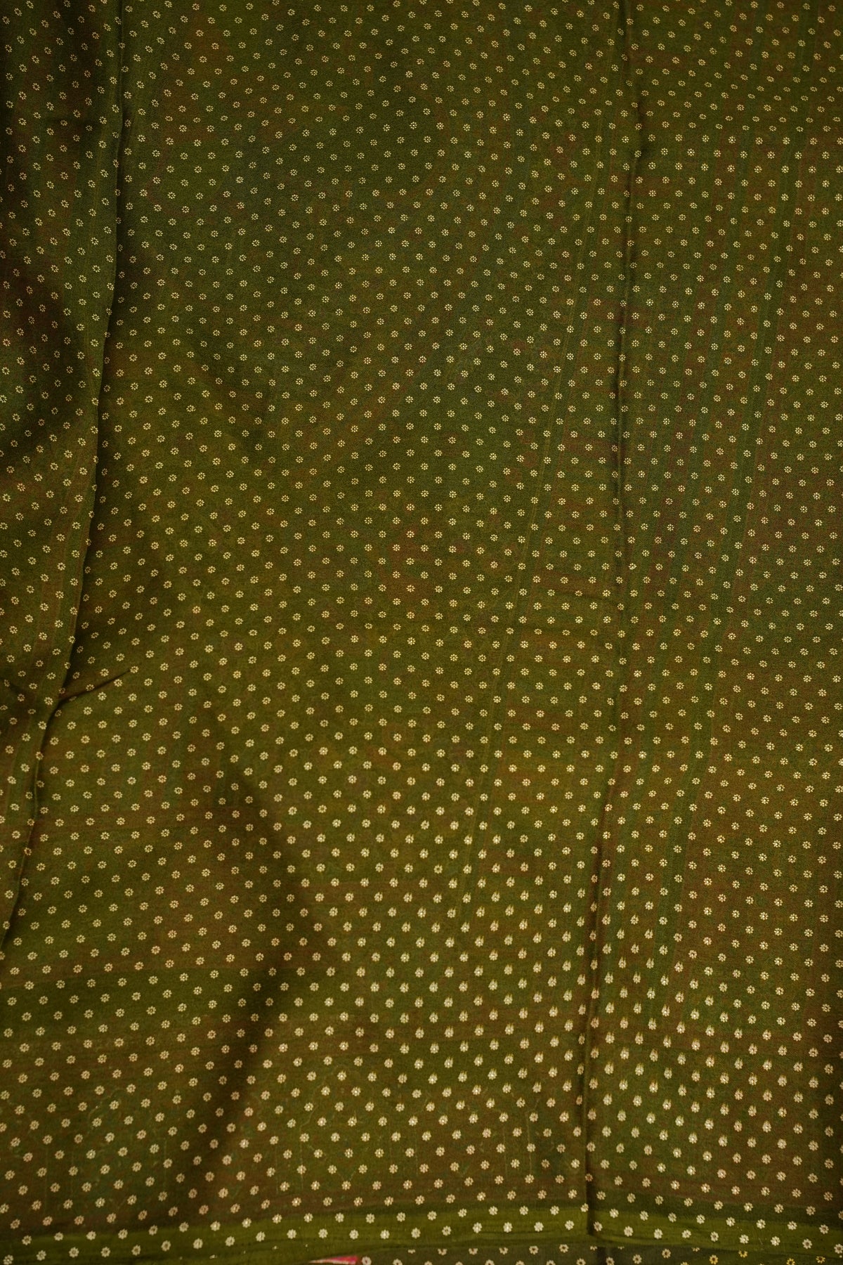 Semi Georgette Saree with Royal Palace Heritage Print – Olive Green