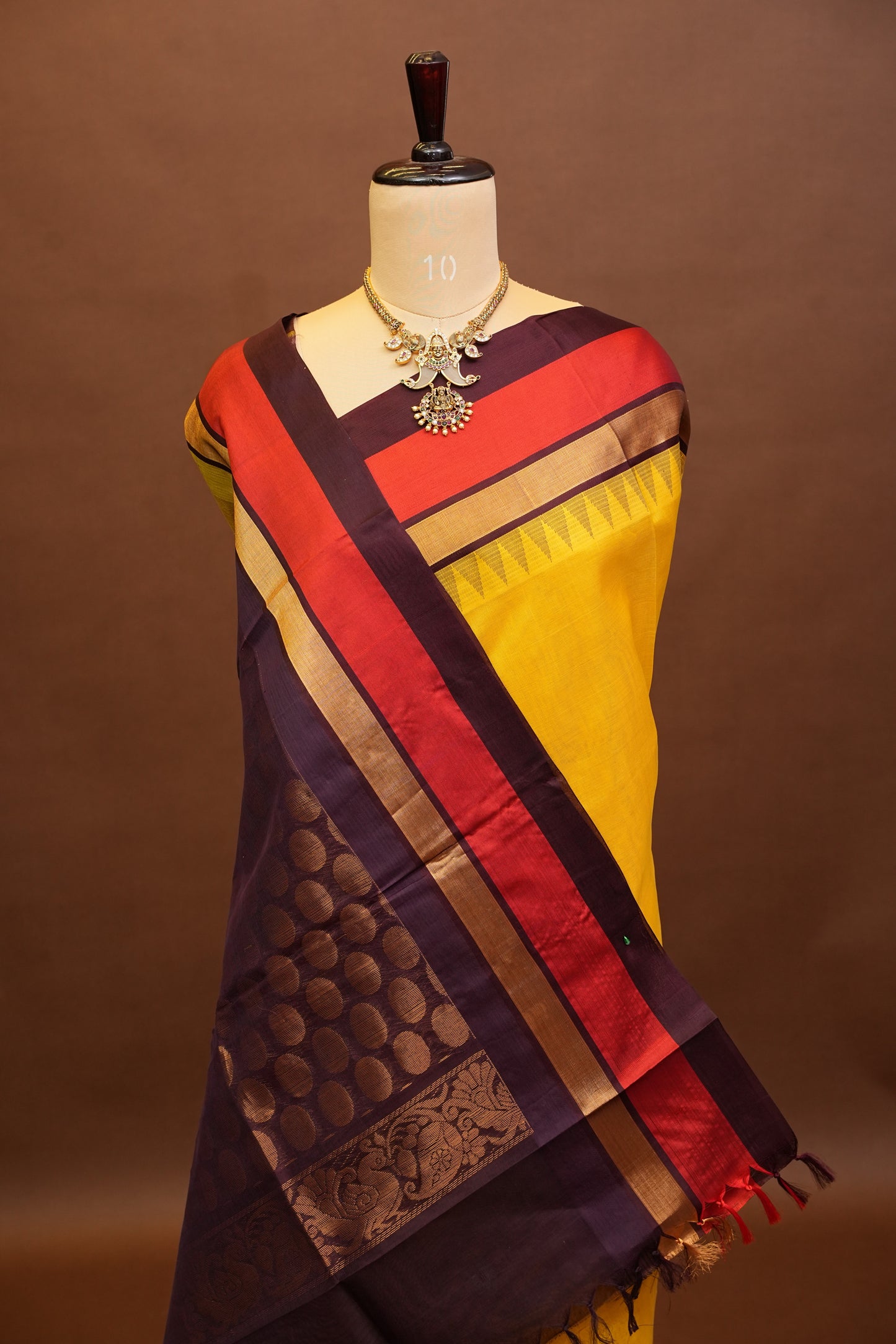 Pure Kuppadam Korvai Pattu Saree-Soft Yellow & Black
