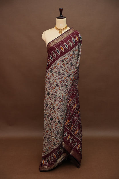 Chanderi Cotton Saree with Kalamkari Prints & Embroidered Pallu – Beige