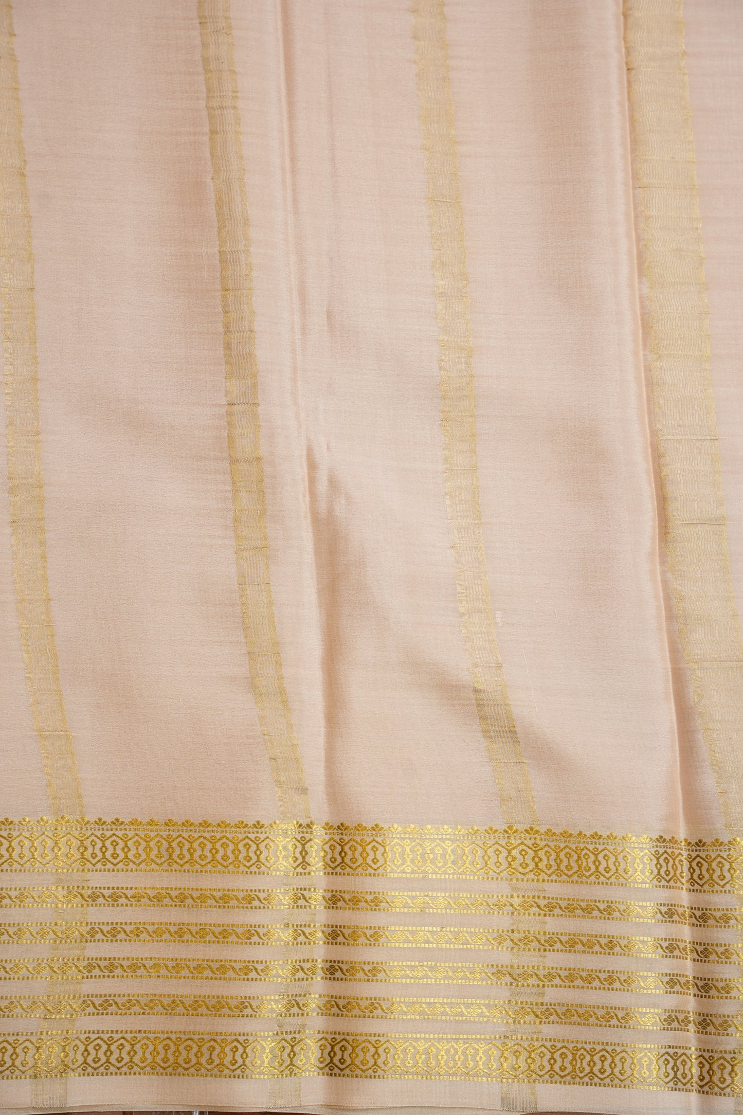Plain Pure Crepe Mysore Silk Saree in Red With Ivory Blouse & Pallu