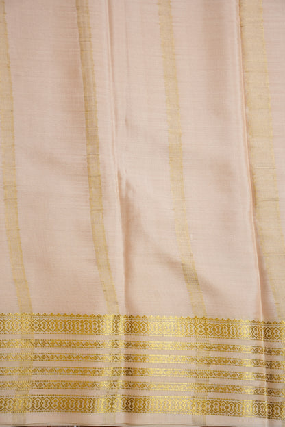 Plain Pure Crepe Mysore Silk Saree in Red With Ivory Blouse & Pallu