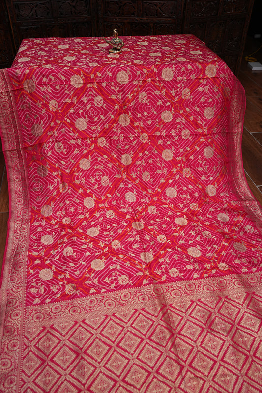 Kashmiri Pashmina Story Telling Saree - Pink