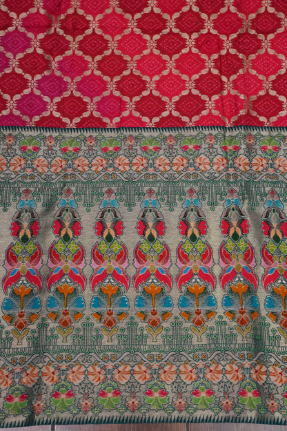 Kashmiri Pashmina Story Telling Saree - Pink
